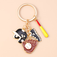 Porte-clés de protection pour équipement de baseball, motif goutte d'huile, série sport, tendance, mode, luxe, pendentif de décoration pour sac de couple