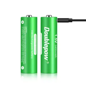 Doublepow 1.5V 3400mWh Bateria AA Recarregável de íon-lítio tipo de armazenamento doméstico USB cilíndrico para ferramentas elétricas