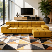 Canapé modulaire sectionnel en tissu rembourré de style nordique minimaliste, grand fauteuil confortable pour appartement
