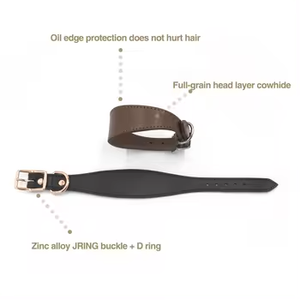 Collar Ancho ajustable agradable para perros, collares de cuello de cuero de vaca Real, correa para perros de razas grandes, Whippet, <span class=keywords><strong>Galgo</strong></span> <span class=keywords><strong>Italiano</strong></span> - Product Image 3
