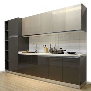 Juego <span class=keywords><strong>de</strong></span> Muebles <span class=keywords><strong>de</strong></span> Cocina Modernos <span class=keywords><strong>de</strong></span> PVC en Dos Tonos, Blanco y con Acabado <span class=keywords><strong>de</strong></span> Madera, Impermeables, Modulares, con Isla y Encimera, Fabricante OEM - Product Image 1
