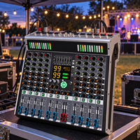 Console audio AOFO 8 canaux pour DJ avec 99 effets DSP, MP3, USB, Bluetooth et égaliseur 7 bandes pour événements scéniques et karaoké