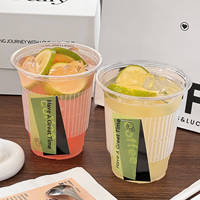 Kit d'emballage pour boissons glacées avec bande imprimée, personnalisation de marque, gobelet côtelé, conception de logo, service de livraison de repas à emporter, OEM, ODM, vente en gros