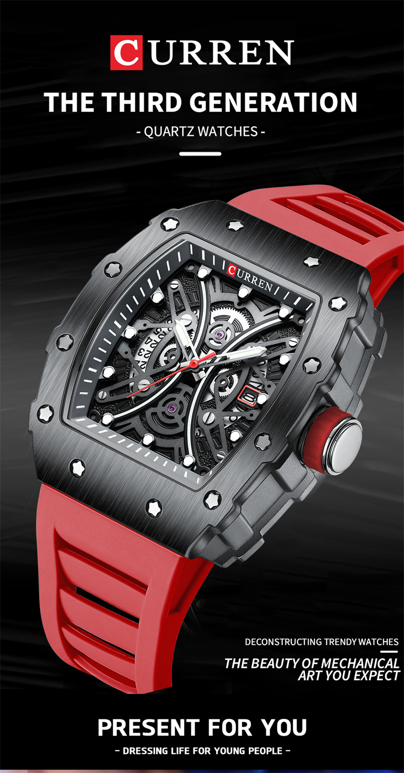 Curren *出品 CURREN 8458 Stainless Steel Strap Quartz Sport Watches