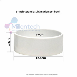 Millantech 820Ml mangkok keramik cetakan Transfer termal mangkuk anjing putih kosong nama kustom mangkuk hewan peliharaan desain promosi kreatif - Product Image 6