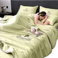 Ensemble de literie en soie moderne de luxe 4 pièces Design lisse soie lavée Twin et King Sizes couette et drap d'été