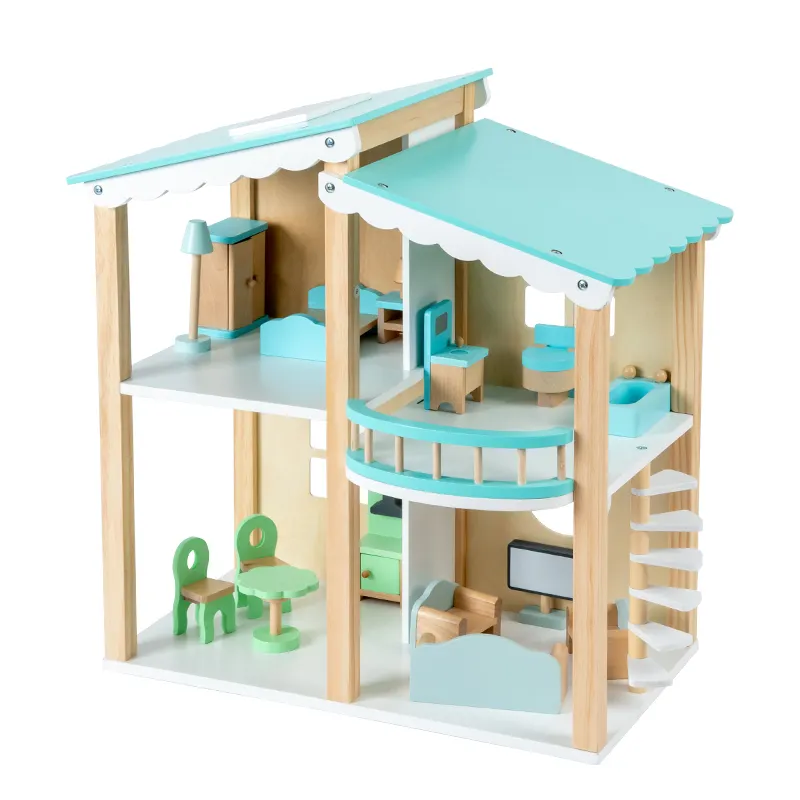 Houten Poppenhuis Kinderen Spelen Huis Pretend Rol Poppenhuis 3d Play Pretend Game