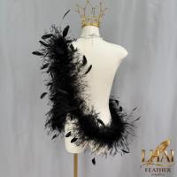 Écharpe de costume de scène épaisse et lourde pour performance de carnaval, boas en plumes d'autruche brûlées et duveteuses avec plumes de coq rayées