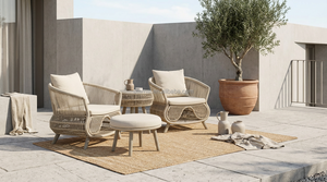 كرسي استرخاء خارجي منسوج بحبل على شكل قطة كسولة مع إطار من الألومنيوم وقماش مقاوم للماء للفناء والحديقة/شرفة الفندق - Product Image 6