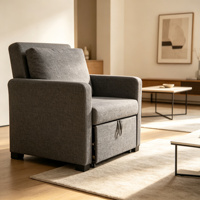 Canapé-lit convertible en tissu lin gris, 2 places, lit escamotable, design moderne, gonflable, certifié BSCI, OEM/ODM disponible