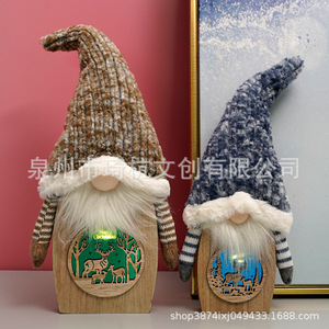 Christmas Wooden Gnome Figurine 6-6.9in Nordic Style Led Lighting Home Desktop <b>Ornament</b> Gift - Product Image 3