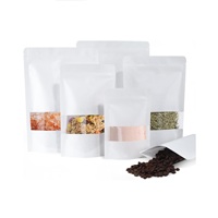 Échantillon gratuit personnalisé Sacs avec logo personnalisé de toutes tailles en papier kraft blanc écologique pochettes debout avec fenêtre mate pour thé, noix, café