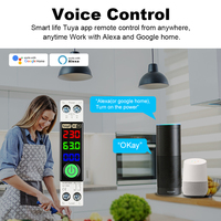Disjoncteur intelligent Wi-Fi avec mesure de consommation (kWh), 1-63A, 1P+N, affichage LED, protection contre la tension, le courant et la température, compatible Alexa et Google Home