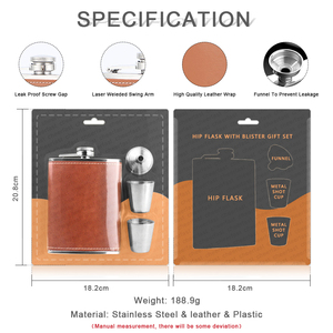 Vente en gros <span class=keywords><strong>de</strong></span> flasque <span class=keywords><strong>de</strong></span> hanche étanche avec 2 tasses ensemble emballage blister en acier inoxydable <span class=keywords><strong>de</strong></span> qualité alimentaire flasque <span class=keywords><strong>de</strong></span> hanche flacons étanches pour l'alcool - Product Image 4