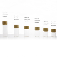 Conteneur de stockage de café en verre personnalisé de 22 mm de diamètre, tube en verre, bouteille pour fleurs, thé, capsules, avec bouchon en bambou à vis