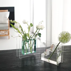 Kreative Blumen arrangement Vase Nordic Acryl Display Box Einfache Hydro ponik Gefäß Frische Blume Simulation Blume