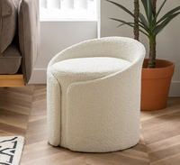 Tabouret de maquillage moderne blanc doux et rond, pouf de coiffeuse pour chambre, hôtel, appartement et villa