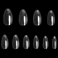 Pointes d'ongles en amande de qualité supérieure, boîte de pointes d'ongles personnalisées, courtes, transparentes, naturelles, goutte d'eau