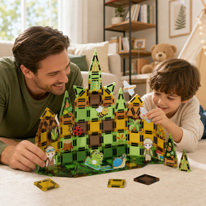 XINBIDA Ensemble de 48 tuiles magnétiques de jardin, blocs de construction 3D pour jardin <span class=keywords><strong>secret</strong></span> à surface plane avec abeille, jouet éducatif STEM, cadeau - Product Image 4