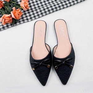 <span class=keywords><strong>Mules</strong></span> à talons pour femmes, <span class=keywords><strong>sandales</strong></span> à nœud papillon, élégantes et tendance, style banquet, à bout pointu, talons bas - Product Image 6