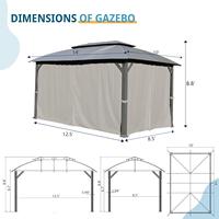 Gazebo d'extérieur avec double toit, rideaux d'intimité, moustiquaires, structure métallique robuste, tente de réception pour patio