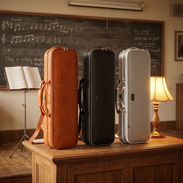 Factory Wholesale Leather Hard Case With Hidden Backpack Strap for 4/4 Size Violin Shockproof Portable Instrument Storage Box