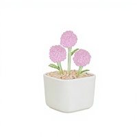 Figurine de fleur d'hortensia miniature en verre de style Murano, faite à la main, pour la décoration de table à la maison, cadeau
