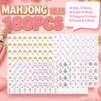 Ensemble de Mahjong Américain Moderne en Mélamine Rose Imprimé Personnalisé, Motif Poinsettia, Ornement de Noël Écologique