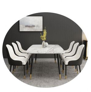 Ensemble table à manger et chaise en marbre, modèle nordique, moderne et minimaliste, pour le riz, la maison, un petit appartement, télescopique - Product Image 1