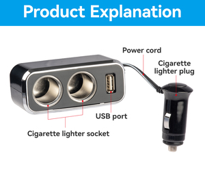 Chargeur de <span class=keywords><strong>voiture</strong></span> USB Shunwei Intelligent 1A avec <span class=keywords><strong>prise</strong></span> allume-cigare 2 voies Adaptateur de tension 12-24V - Product Image 3