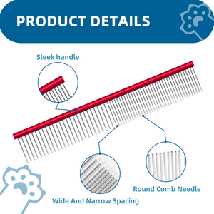 नई शैली के अनुकूल स्टेनलेस स्टील पालतू कंघी मल्टीकोलर कुत्ते को साफ कंघी करने वाले कुत्ते को साफ कंघी स्नान उत्पाद - Product Image 4