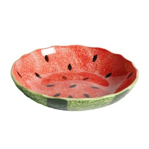 Plato de cerámica para servir sandía, pintado a mano, forma irregular, plato novedoso para fiestas, plato pequeño para aperitivos - Product Image 5