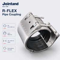 Raccord flexible à manchon fendu R FLEX pour démontage de tuyaux, accouplement centrifuge ISO, pression 20 bars, garantie 5 ans, usage industriel