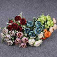 C-087 Dekorasi Pernikahan Sederhana Bunga Peony Buatan Sutra 6 Tangkai Buket Peony Putih untuk Hari Valentine dan Hari Ibu