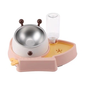 Cat Double Bowl With Automatic Water <b>Dispenser</b> Non Slip Base For Pets Feeding And <b>Drinking</b> - Product Image 1