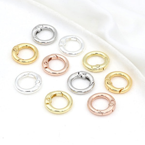 Round Spring Buckle Keychain Finishing Ring 18k Gold Plated <b>Copper</b> DIY Jewelry Accessory For <b>Bracelet</b> Making - Product Image 1