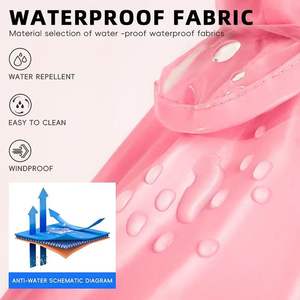 बैंगनी गुलाबी उच्च दृश्यता पॉलिएस्टर कुत्ते वर्षा जैकेट गर्मियों के मौसम के लिए छोटे पालतू जानवरों के लिए हल्के जलरोधी पोंचो - Product Image 3