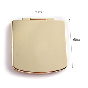 Square Shape Engraved Laser Gold Plated Dual Side Makeup <b>Mirror</b> with Velvet Pouch - Product Image 4