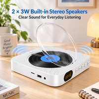 Lecteur CD de bureau pour la maison avec haut-parleurs intégrés, connexion sans fil, lecteur de carte USB SD, radio FM et télécommande