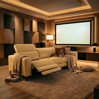 Canapé sectionnel inclinable électrique trois places en cuir pleine fleur avec dossier multi-angles et port de charge USB pour home cinéma