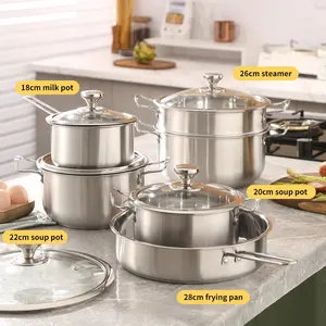 factory kitchen pot set stainless steel cooking steamer pot german cookware sets soup pots