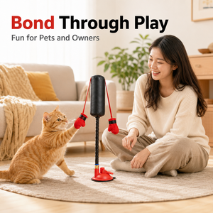 <b>Cat</b> Punching Spring Toy Interactive <b>Plush</b> Boxing Bag Suction Cup Rebound Pet Training Toy for Indoor Play - Product Image 6