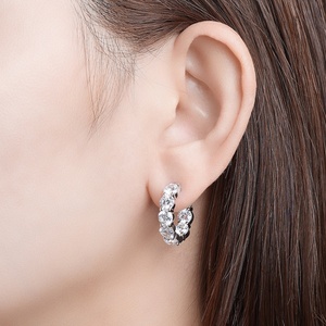 Jewelry Manufacturer Round Solid Sterling Silver 925 White Cz Inside Out <strong>Hoop</strong> <strong>Earrings</strong>, CZ <strong>Hinge</strong> <strong>Hoop</strong> Small <strong>Earring</strong> - Product Image 2