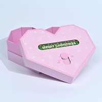 Caja de Regalo Magnética Portátil Vacía, Rígida, con Forma de Corazón Oriental, de Materiales Reciclados, con Laminación Brillante Navideña de Chocolate