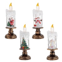 Nouvelles décorations de Noël transfrontalières : Boule de Noël lumineuse en cristal avec effet de neige et motif de dessin animé, en plastique créatif