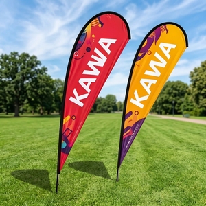 Drapeau de plage personnalisé avec logo imprimé, publicité extérieure, fanions en forme de larme, fanions plume, 110g polyester, mât en fibre de verre, croix métallique - Product Image 4