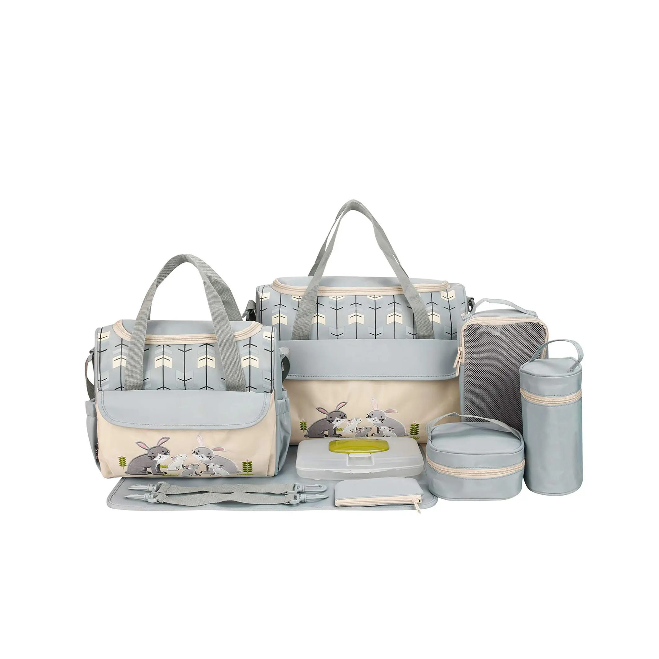 Große wasserdichte graue und beige Mutterschaft tasche Set Matern idade Baby Wickelt aschen für Mama und Papa