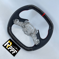 Volant personnalisé RPPF à 3 branches en cuir lisse et fibre de carbone, finition brillante/mate, logo brodé personnalisable pour Chevrolet
