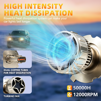 Kit de phares LED CAROLYN H7 H18 contrôlés par application smartphone, 130W 40000LM, refroidissement par ventilateur turbo, boîtier en aluminium, faisceau clair 6000K