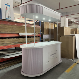 Carrello Portadolci in PVC Bianco con Espositore per Champagne e Dessert, Stand Espositivo per Negozi con Illuminazione - Product Image 2